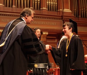 President Tony Woodcock Presents Nell with Her Diploma.